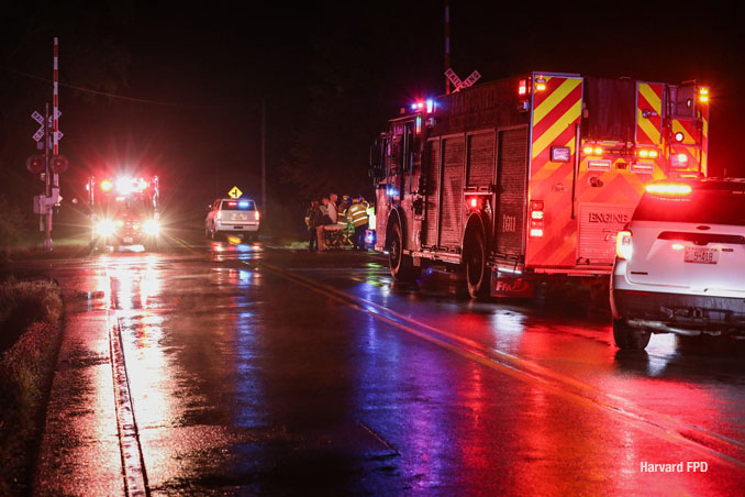 Crash scene involving a freight train on Union Pacific Northwest line between Harvard and Woodstock in McHenry County, Thursday, August 28, 2025 (SOURCE: Harvard Fire Protection District)
