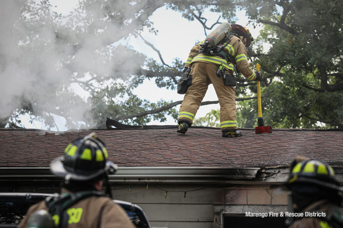 Attached garage fire in the block of 21000 west Coral Road extinguished by Marengo firefighters on Friday, August 22, 2025 (SOURCE: Marengo Fire & Rescue Districts)