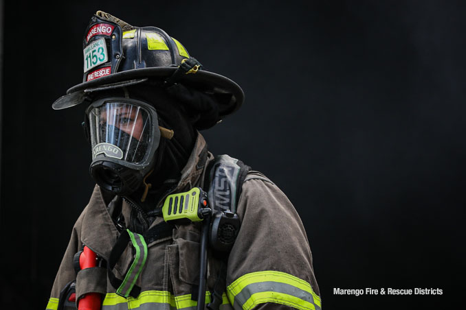 Attached garage fire in the block of 21000 west Coral Road extinguished by Marengo firefighters on Friday, August 22, 2025 (SOURCE: Marengo Fire & Rescue Districts)