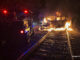 Burning vehicle after crash with a freight train on Union Pacific Northwest line between Harvard and Woodstock in McHenry County, Thursday, August 28, 2025 (SOURCE: Harvard Fire Protection District)