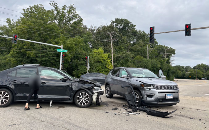 Crash at Deerfield Road and Riverwoods Road/Saunders Road Saturday morning, August 30, 2025