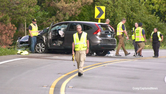 Fatal crash scene after the driver of a Honda CR-V crossed the double yellow line and hit a Honda Accord on Saturday, August 9, 2025 about 4:37 p.m. (Craig/CapturedNews)