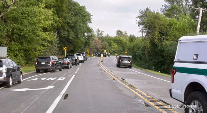 Fatal crash scene after the driver of a Honda CR-V crossed the double yellow line and hit a Honda Accord on Saturday, August 9, 2025 about 4:37 p.m. (Craig/CapturedNews)