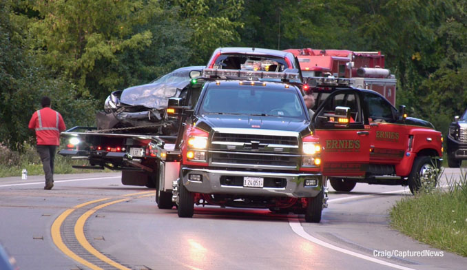 Fatal crash scene after the driver of a Honda CR-V crossed the double yellow line and hit a Honda Accord on Saturday, August 9, 2025 about 4:37 p.m. (Craig/CapturedNews)
