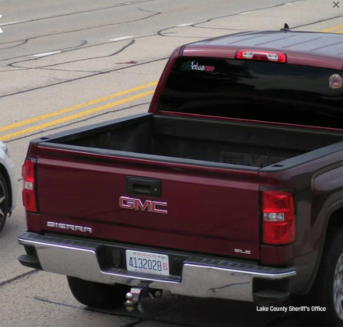Actual GMC Sierra pickup truck involved in a fatal hit-and-run crash in Beach Park in Lake County that likely occurred early Wednesday, July 27, 2025 (SOURCE: Lake County Sheriff's Office)
