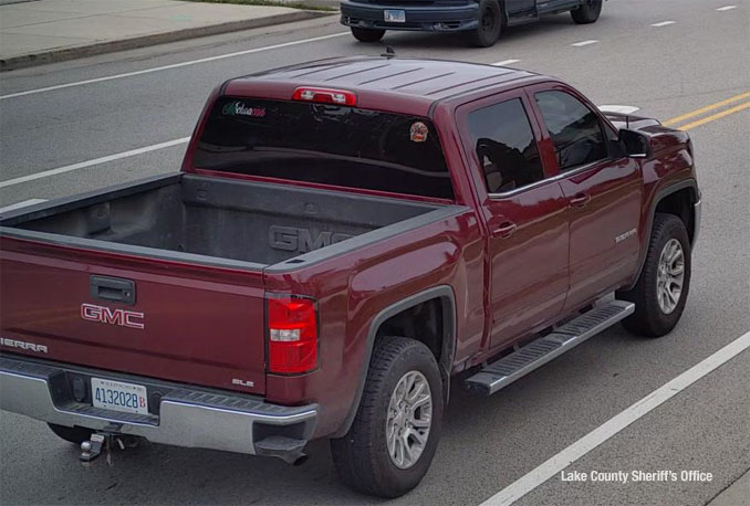Actual GMC Sierra pickup truck involved in a fatal hit-and-run crash in Beach Park in Lake County that likely occurred early Wednesday, July 27, 2025 (SOURCE: Lake County Sheriff's Office)