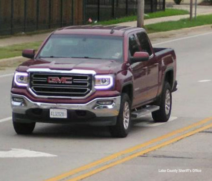 Actual GMC Sierra pickup truck involved in a fatal hit-and-run crash in Beach Park in Lake County that likely occurred early Wednesday, July 27, 2025 (SOURCE: Lake County Sheriff's Office)