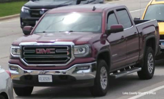 Actual GMC Sierra pickup truck involved in a fatal hit-and-run crash in Beach Park in Lake County that likely occurred early Wednesday, July 27, 2025 (SOURCE: Lake County Sheriff's Office)