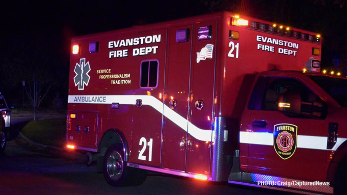 Evanston Fire Department Ambulance 21 at Light House Beach, Saturday night, September 13, 2025 (PHOTO: Craig/CapturedNews)