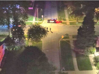 Reuter Drive and Grove Street crash investigation view north from police aerial drone (SOURCE: Arlington Heights Police Department)