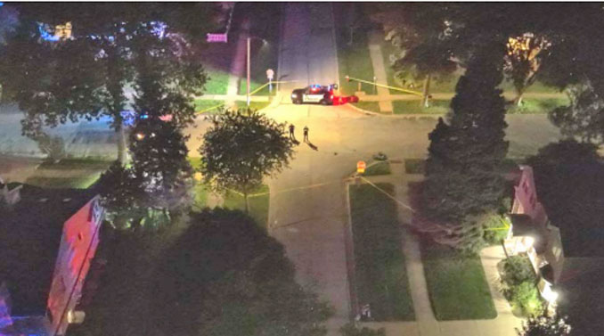 Reuter Drive and Grove Street crash investigation view north from police aerial drone (SOURCE: Arlington Heights Police Department)