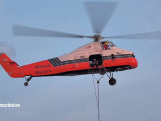 Sikorsky S-58JT helicopter Evergreen Avenue and Campbell Street in downtown Arlington Heights (CARDINAL NEWS)