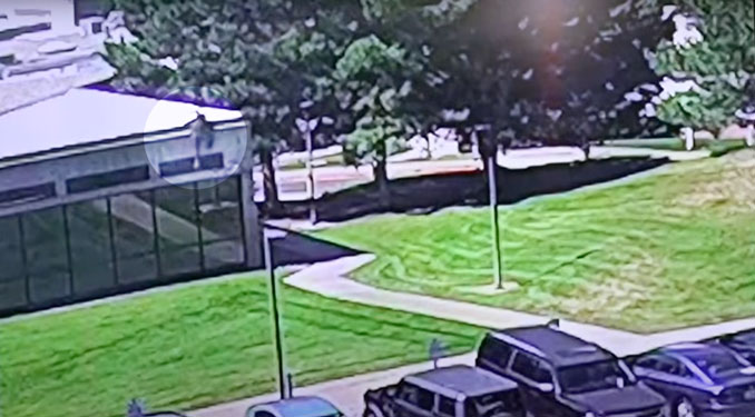 Video surveillance rooftop exit at Utah Valley University Wednesday, September 10, 2025 about 12:23 p.m. MDT