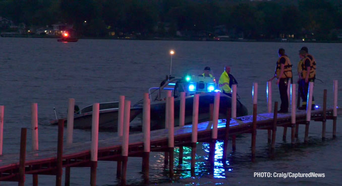 Scene of a single-vehicle boat crash on the Fox Lake near Captain's Quarter on Monday, October 6, 2025 (Craig/CapturedNews)
