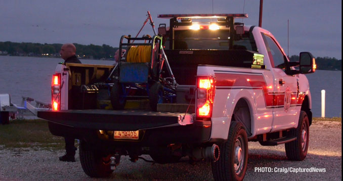 Scene of a single-vehicle boat crash on the Fox Lake near Captain's Quarter on Monday, October 6, 2025 (Craig/CapturedNews)