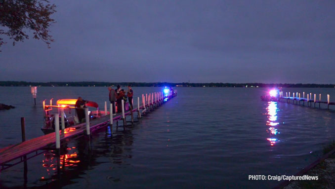 Scene of a single-vehicle boat crash on the Fox Lake near Captain's Quarters on Monday, October 6, 2025 (Craig/CapturedNews)