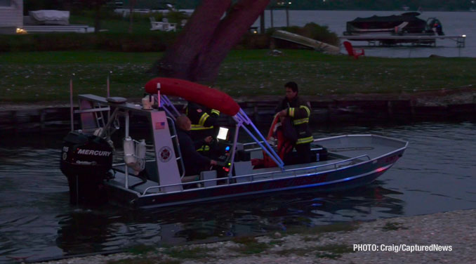 Scene of a single-vehicle boat crash on the Fox Lake near Captain's Quarter on Monday, October 6, 2025 (Craig/CapturedNews)