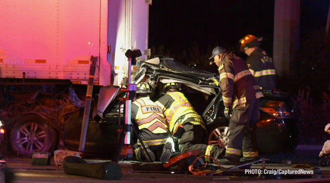 Extrication scene at Route 41 and Route 137 (Buckley Road) in North Chicago, Friday night, October 17, 2025 (Craig/CapturedNews)