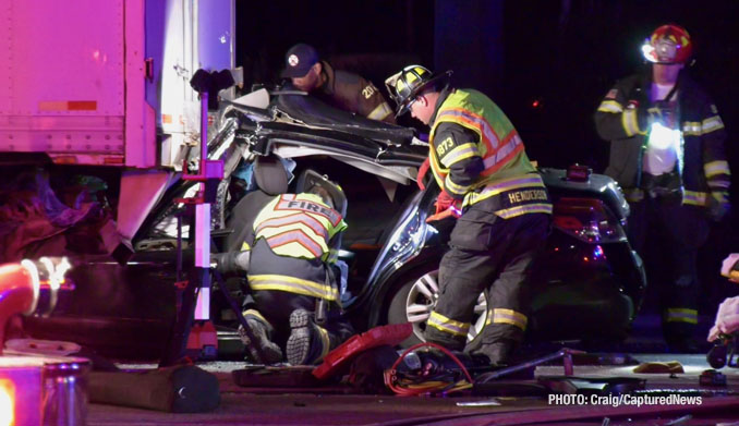 Extrication scene at Route 41 and Route 137 (Buckley Road) in North Chicago, Friday night, October 17, 2025 (Craig/CapturedNews)