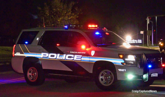 Police investigating a fatal crash scene at Milwaukee Avenue and Knightsbridge Parkway in Lincolnshire, Tuesday night, November 4, 2025