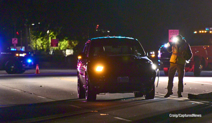 Police investigating a fatal crash scene at Milwaukee Avenue and Knightsbridge Parkway in Lincolnshire, Tuesday night, November 4, 2025