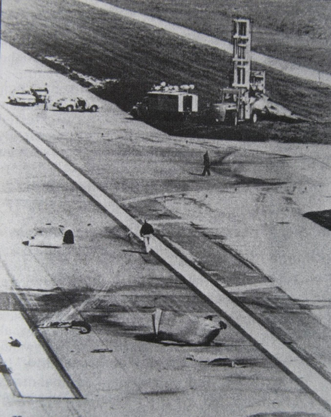 Eery similarity of Engine @1 (left/port) on the runway after takeoff (SOURCE: NTSB Photo)