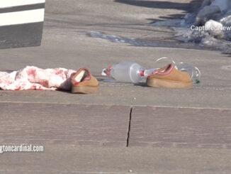 Ambu-Bag and clothing at the scene of a homicide investigation at Schaumburg Town Square near Roselle Road and Schaumburg Road on Tuesday, December 16, 2025 (CARDINAL NEWS)