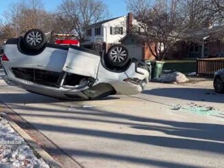 RolloverSUV on Gibbons Avenue south of Miner Street Friday morning, December 19, 2025 (CARDINAL NEWS)