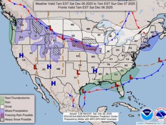 Us Weather Map valid 6 AM CST Saturday, December 6 2025 to 6 AM CST Sunday, December 7, 2025. Fronts valid 6 AM CST Saturday, December 6, 2025 (SOURCE: NOAA/National Weather Service)