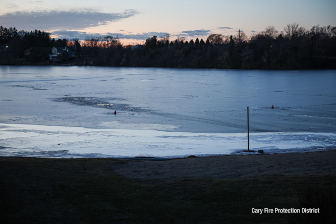 Lake Killarney scene on Londonderry Drive, Tuesday, January 13, 2026 (Cary Fire Protection District)