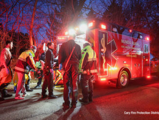 Firefighters and paramedics and a Nunda Rural Fire Protectin District ambulance at the scene of a water rescue in Crystal Lake Tuesday, January 13, 2026 (SOURCE: Cary Fire Protection District)