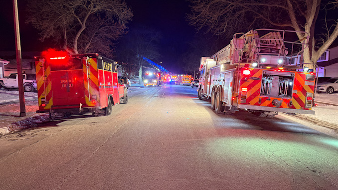 House fire scene on Hintz Road near Kennicott Avenue Wednesday nights January 28, 2026 (CARDINAL NEWS)