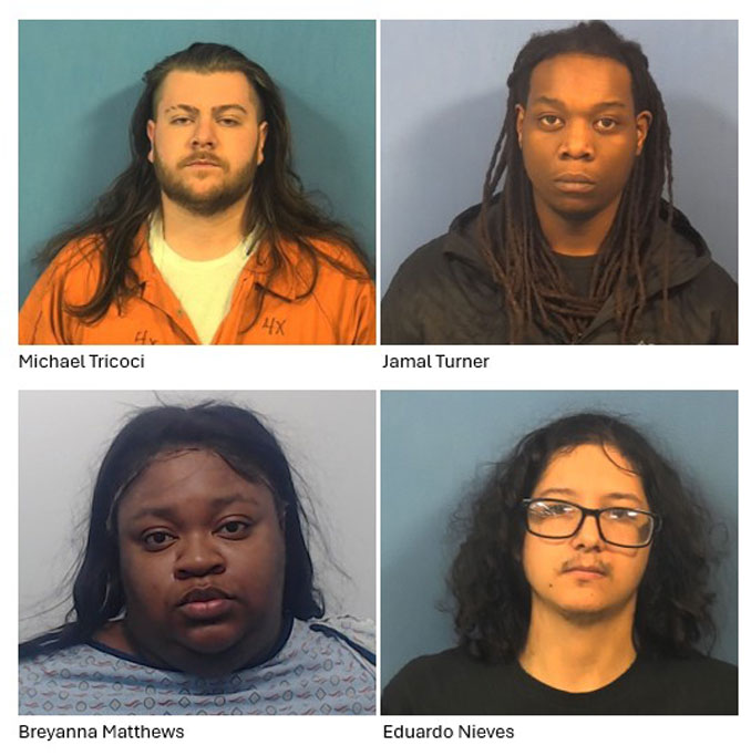 Aggravated Fleeing and Eluding suspects Michael Tricoci, Jamal Turner, Breyanna Matthews, and Eduardo Nieves (SOURCE: DuPage County Sheriff's Office)