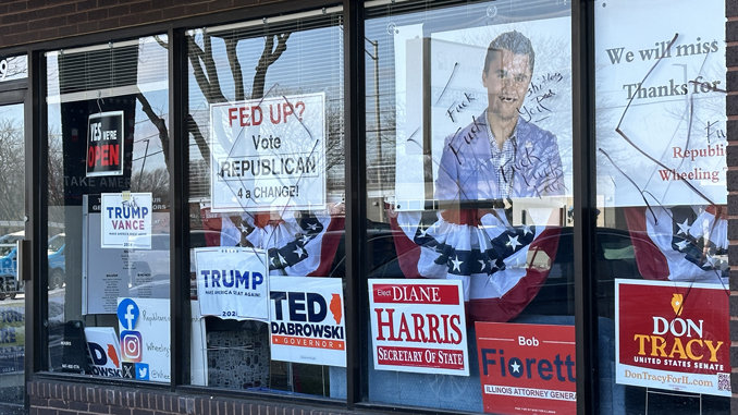 Vandalism at Wheeling Township Republican headquarters office at 11:00 p.m. Sunday, January 25, 2026 (CARDINAL NEWS)
