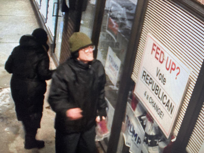 Male person of interest in vandalism case at Wheeling Township Republican headquarters office at 11:00 p.m. Sunday, January 25, 2026 (Provided image/CARDINAL NEWS)
