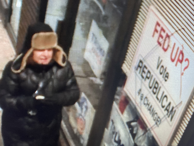 Female person of interest in vandalism case at Wheeling Township Republican headquarters office at 11:00 p.m. Sunday, January 25, 2026 (Provided image/CARDINAL NEWS)