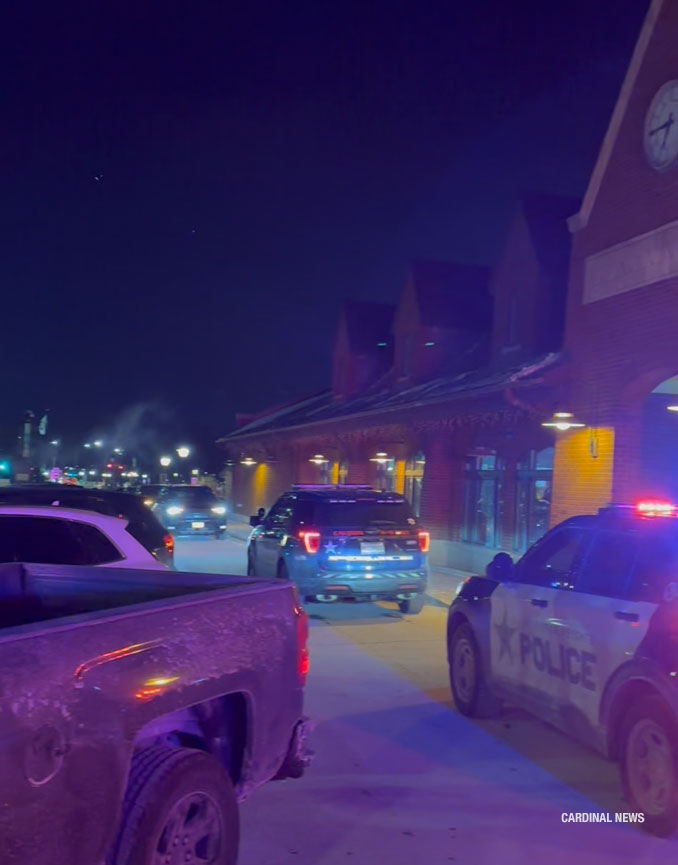 Arlington Heights police officers secured the scene by 6:45 p.m. at the downtown Metra train station on Friday, January 23, 2026 (Provided image/CARDINAL NEWS)