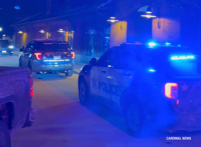 Arlington Heights police officers secured the scene at the downtown Metra train station about 6:35 p.m. Friday, January 23, 2026 (Provided image/CARDINAL NEWS)