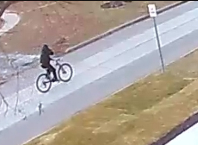 Ring camera captured a burglary suspect believed to be the person involved in the standoff and he was captured on this bicycle before he got off the bicycle and one on foot to the house with a burglary occurred in the 800 block of Chestnut Avenue between Vine Street and Elm Street in Arlington Heights February 19, 2026 (Ring Camera)