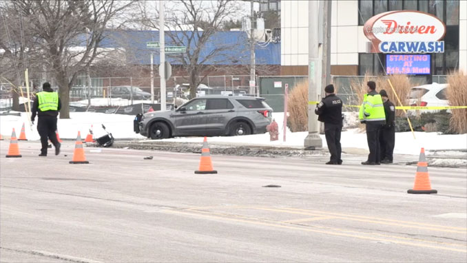 Fatal Audi vs pedestrian crash scene on Algonquin Road near Meadowbrook Industrial Court on Wednesday morning, February 4, 2026 (CapturedNews)
