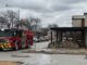 Arlington Heights Fire Department Engine 2 sits outside in the front of Raising Cane's while firefighters check out the interior of Raising Cane's restaurant, 225 East Palatine Road in Arlington Heights (CARDINAL NEWS)