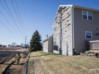 Siding damaged on a house after a "Controlled Burn" got away from wildland restoration personnel in Lake in the Hills, Monday afternoon, March 9, 2026 (SOURCE: Huntley Fire Protection District)