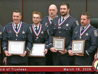 Arlington Heights Police Officers and command staff are awarded Medal of Valor awards after a superior response to a home invasion resulting in an arrest with no injuries on Thursday, February 19, 2026 (SOURCE: Village of Arlington Heights)