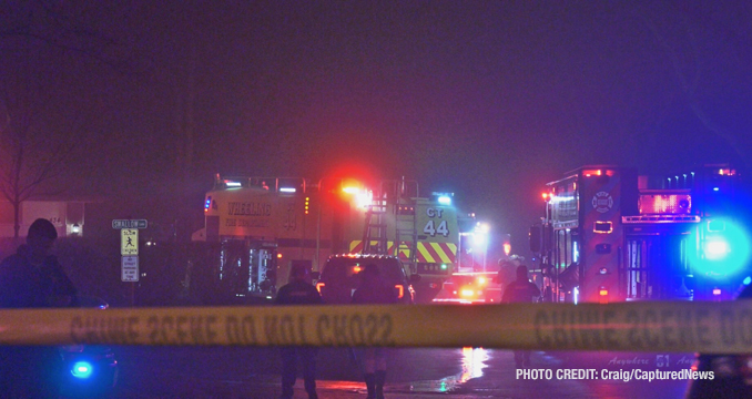 Rescue vehicles on the scene of a single-engine aircraft crash in the block of 800 Swallow Court in unincorporated Deerfield  late Wednesday night, March 4, 2026 (PHOTO CREDIT: Craig/CapturedNews)