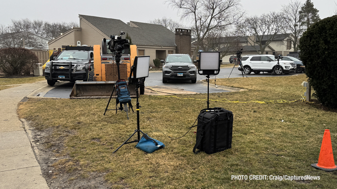 News media on scene of a single engine aircraft crash on Swallow Street in unincorporated Deerfield the morning after the crash (PHOTO CREDIT: Craig/CapturedNews)