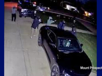 Car burglary suspects on Camp McDonald Road in Mount Prospect about 7:05 a.m. Tuesday, April 7, 2026 (SOURCE: Resident's security camera/Mount Prospect Police Department)