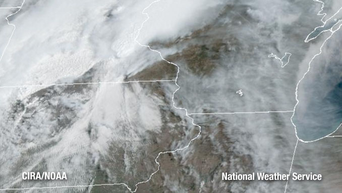 Good chance of sun heating up the day on Friday, April 17, 2026 (SOURCE: NOAA/NESDIS/STAR – GOES 19 – GEOCOLOR Composite – UMV/CIRA/NOAA)