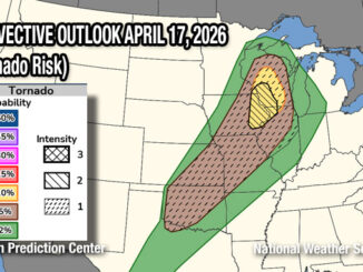 Chicagoland has a tornado risk Friday night, April 17, 2026, but the greater risk is in far northwest Illinois, eastern Iowa, southwest Wisconsin, and far southeast Minnesota (NOAA/NWS Storm Prediction Center)