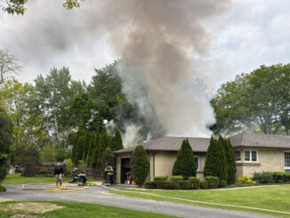 Cabana structure and house fire on Marberry Place in Prospect Heights Tuesday, May 12, 2026 (SOURCE: Prospect Heights Fire Protection District).