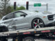 Crashed Porsche Cayenne S on tow truck on Tuesday afternoon, May 19, 2026 (CARDINAL NEWS)